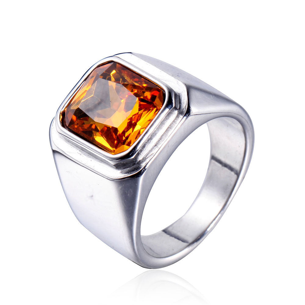 Stainless Steel Gemstone Men's Ring
