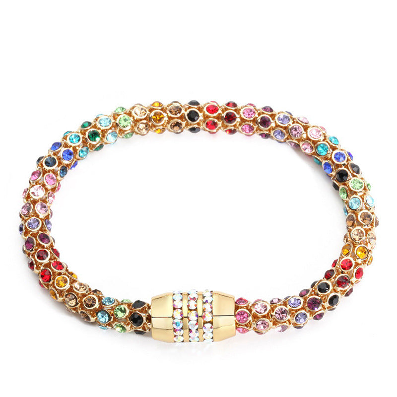 Colorful Diamond Magnetic Buckle Niche Colorful Crystal Bracelet