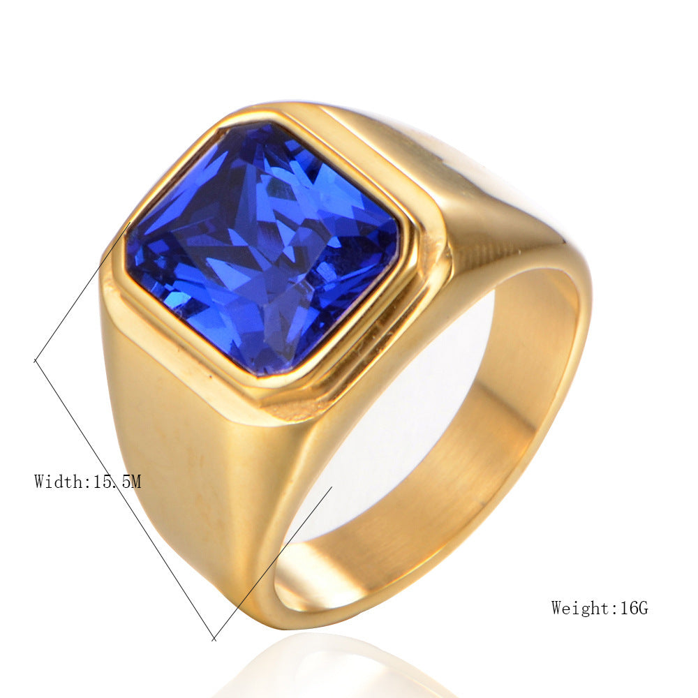 Stainless Steel Gemstone Men's Ring