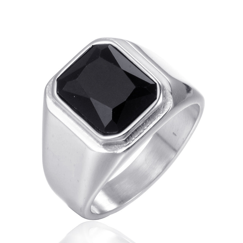 Stainless Steel Gemstone Men's Ring
