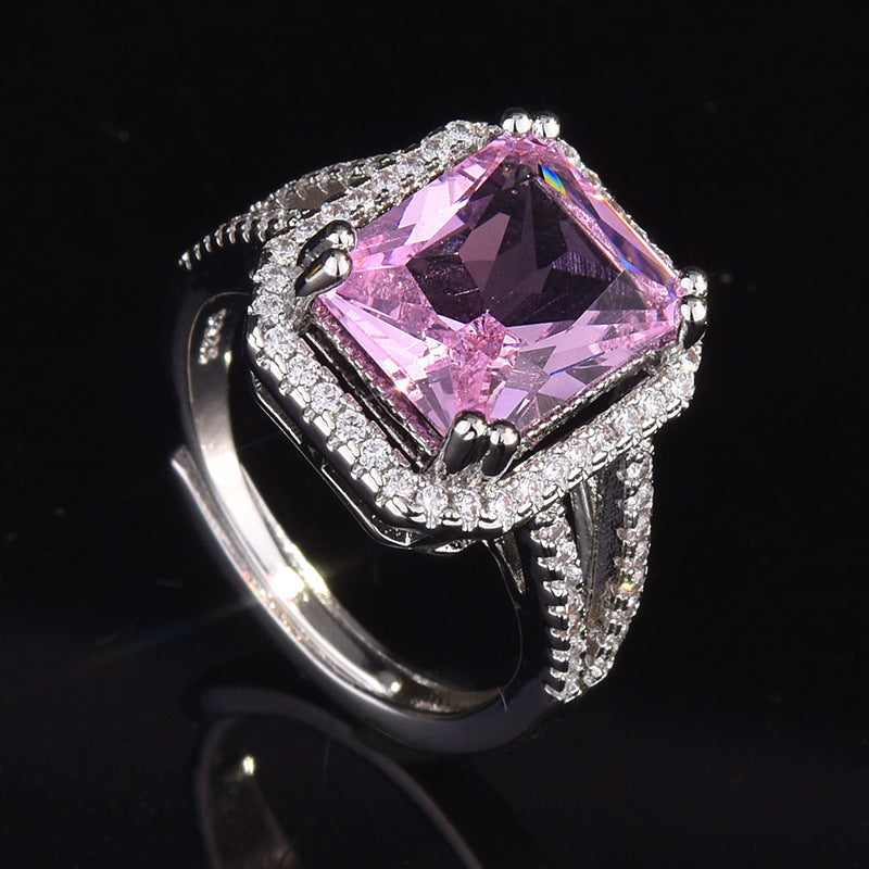 High-end Luxury Elegant Princess Rectangular Zircon Necklace