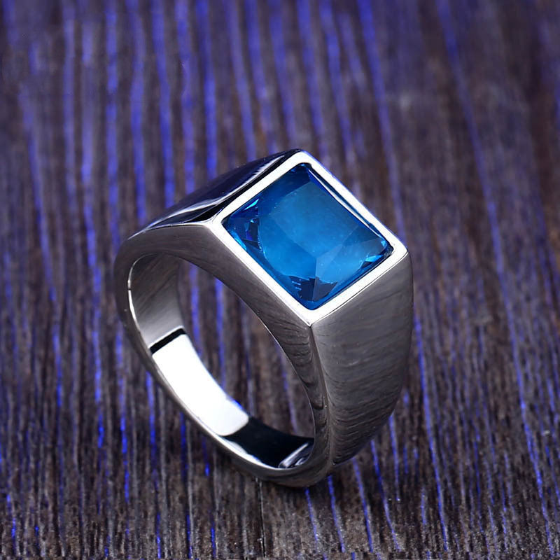 Stainless Steel Gemstone Simple Ring