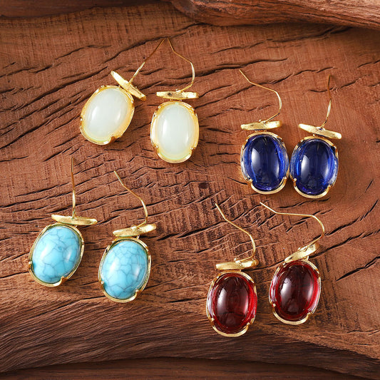 Vintage Gemstone Pendant Earrings For Women