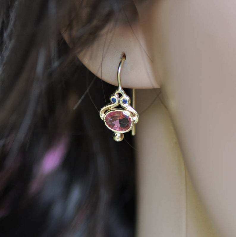 Vintage Inlaid Red Gemstone Earrings For Women