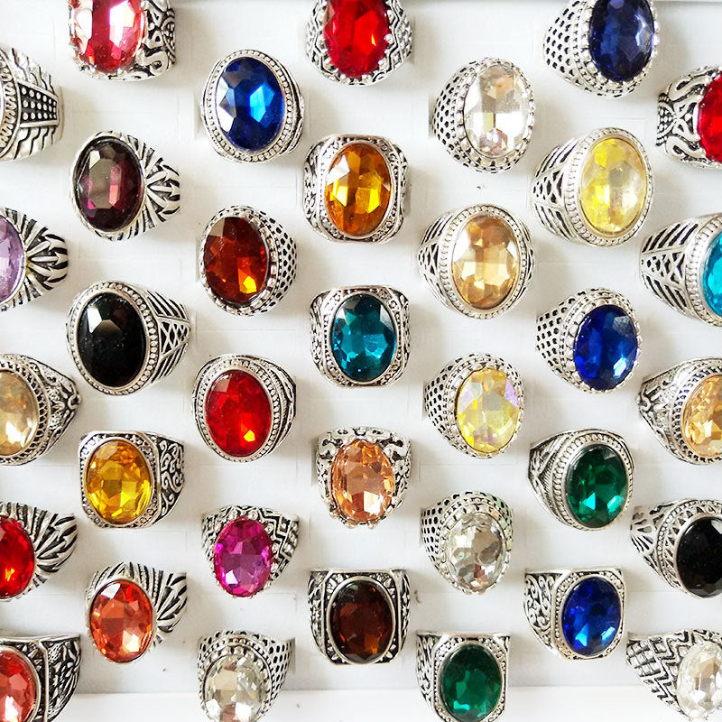 Mixed Glass Crystal Gemstone Ring