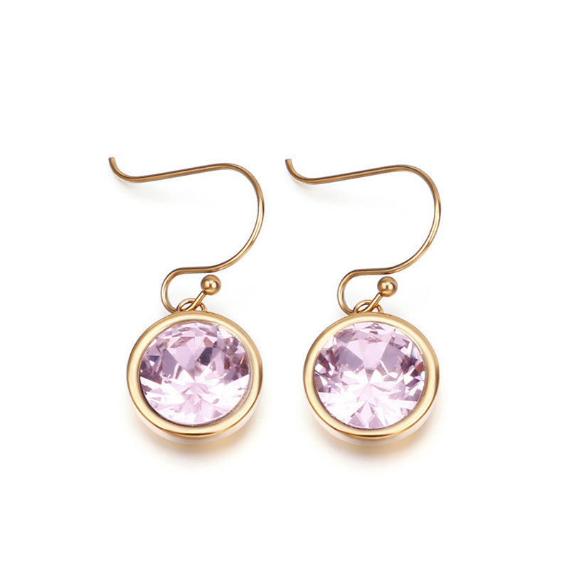 European And American Style Round Zircon Multicolor Earrings Personality