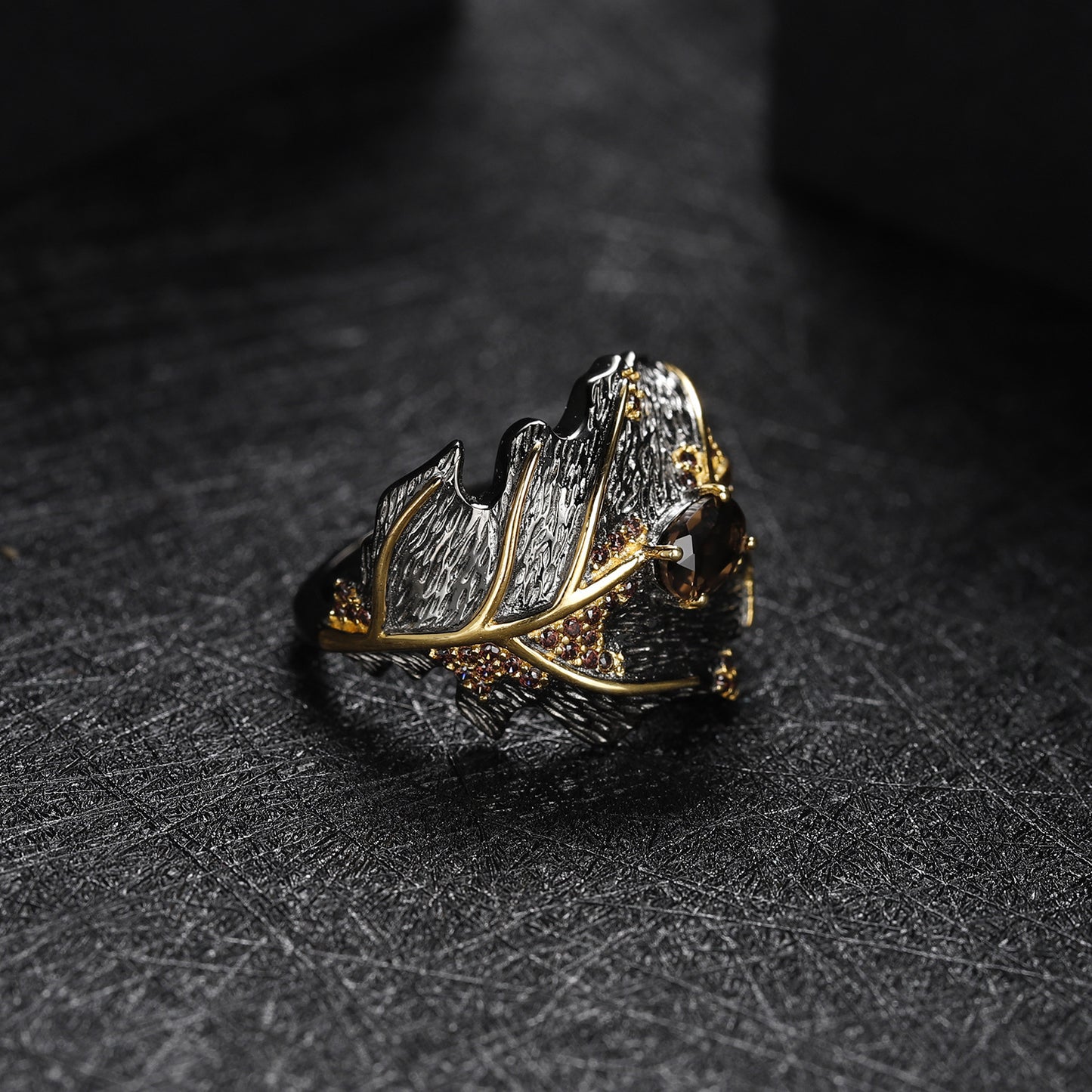 Citrine Leaf Type Citrine Ring Jewelry Set 925 Silver Gem Inlaid