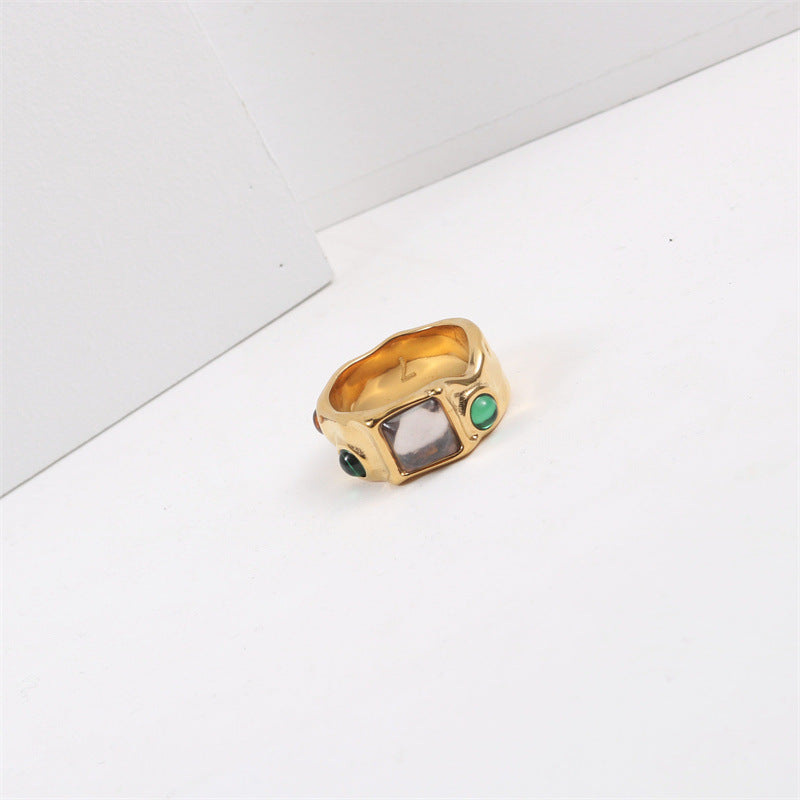 Diamond Gemstone Ring Female Simple Retro Europe And America Personality