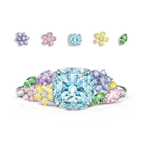 Colored Gemstone Square Princess Ring