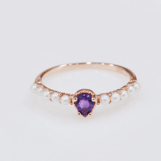 Sterling silver inlaid gemstone ring