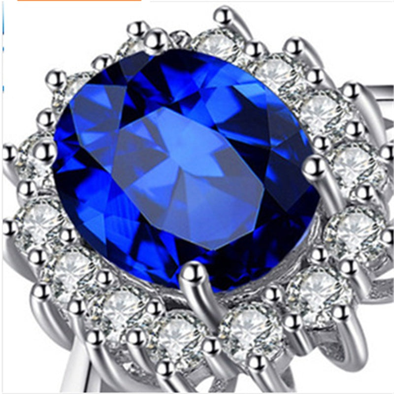 Blue gemstone zircon ring female