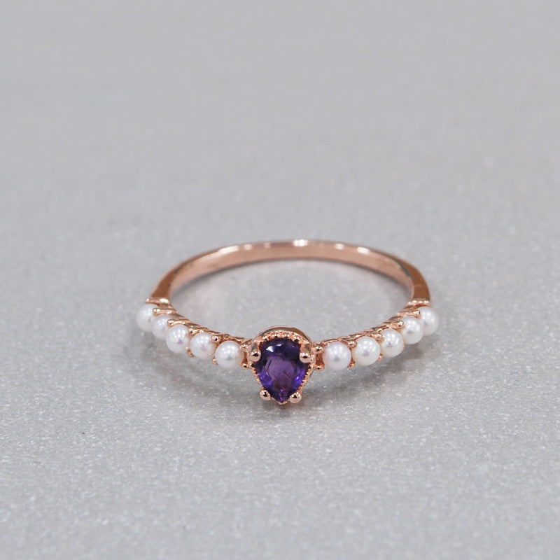 Sterling silver inlaid gemstone ring