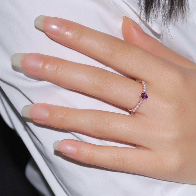 Sterling silver inlaid gemstone ring