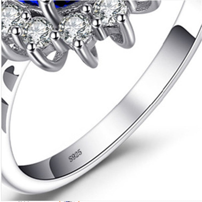 Blue gemstone zircon ring female