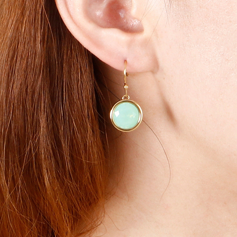 European And American Style Round Zircon Multicolor Earrings Personality