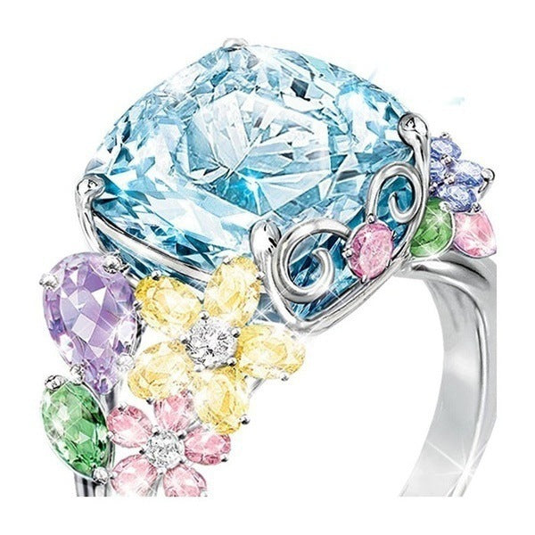 Colored Gemstone Square Princess Ring