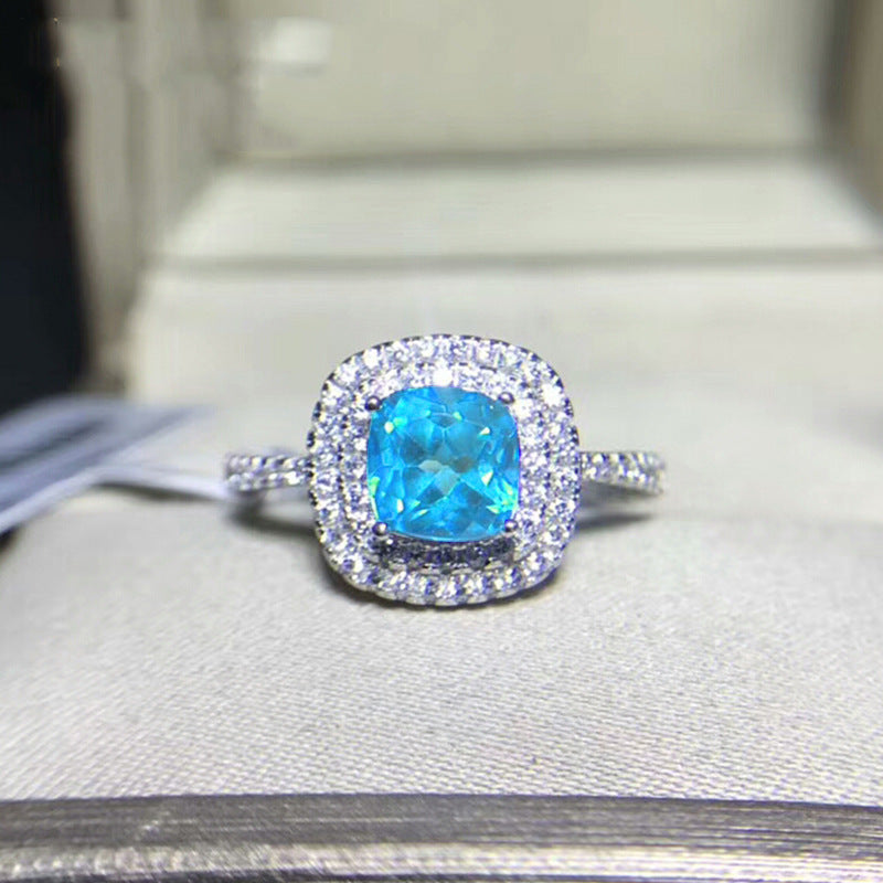 Blue topaz gemstone ring