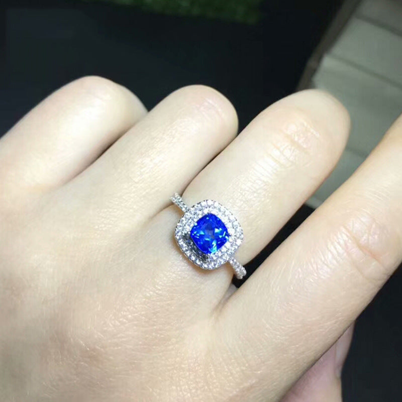 Blue topaz gemstone ring