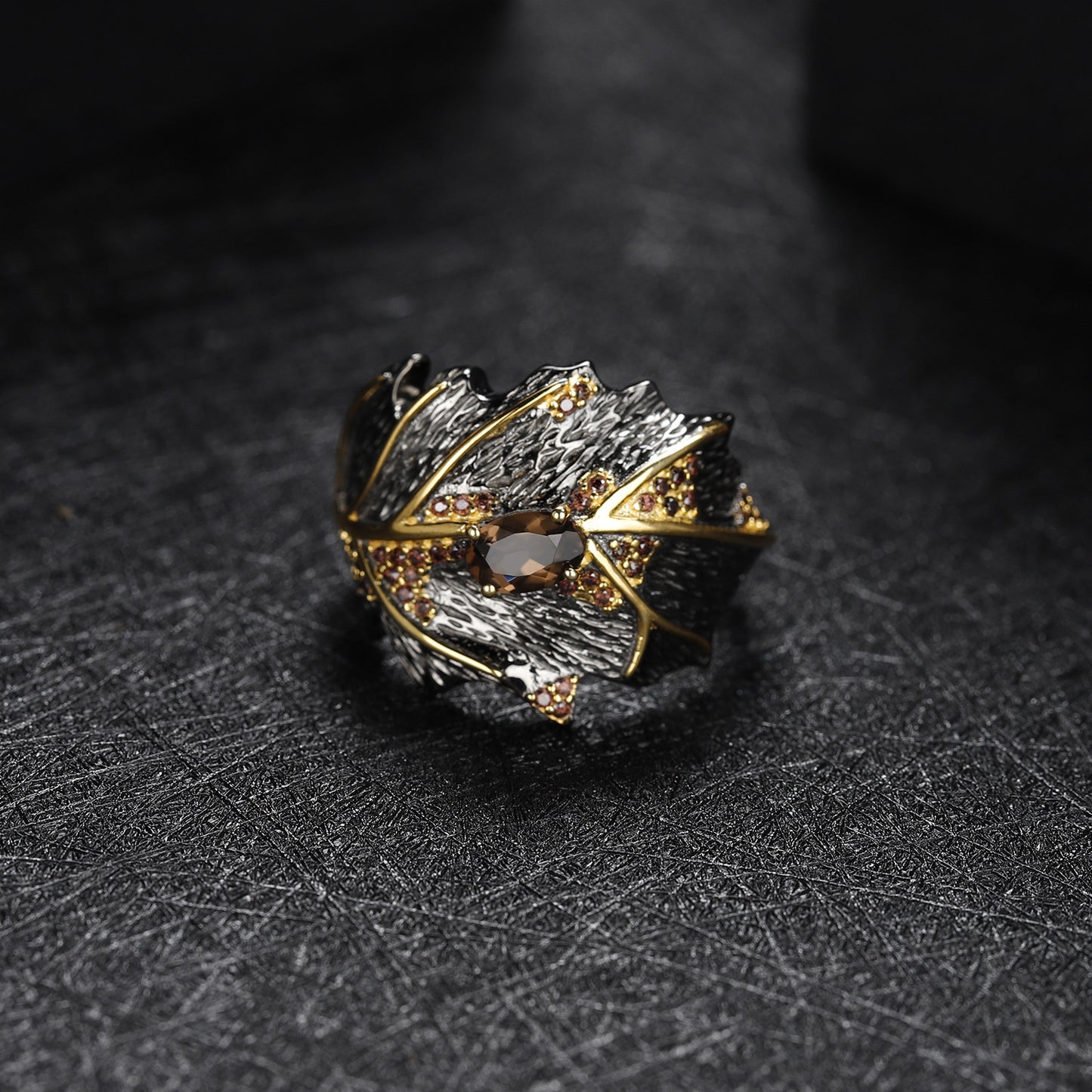 Citrine Leaf Type Citrine Ring Jewelry Set 925 Silver Gem Inlaid