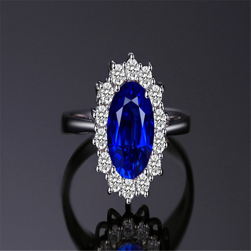 Blue gemstone zircon ring female