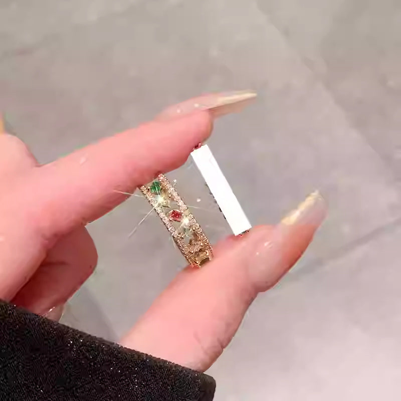 Rainbow Gemstone Ring For Female Niche