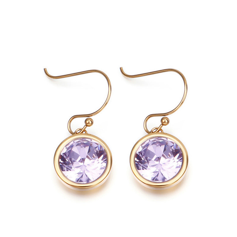 European And American Style Round Zircon Multicolor Earrings Personality