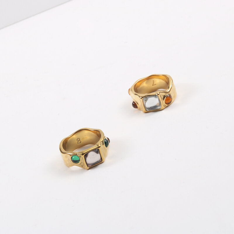Diamond Gemstone Ring Female Simple Retro Europe And America Personality
