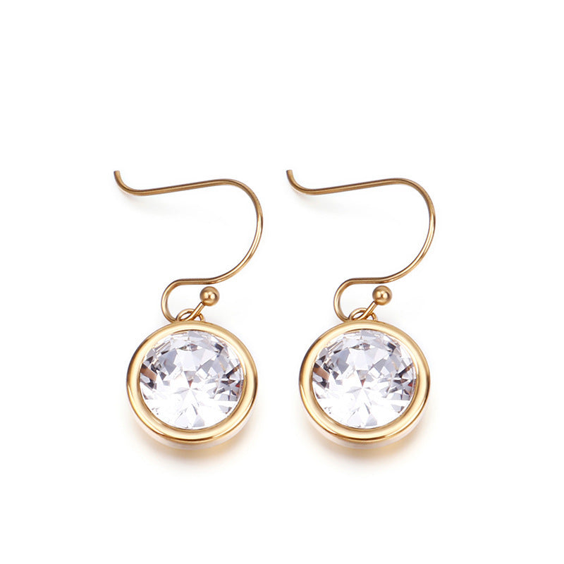 European And American Style Round Zircon Multicolor Earrings Personality
