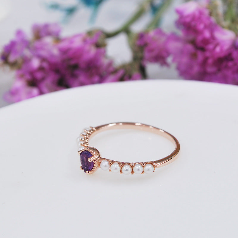 Sterling silver inlaid gemstone ring