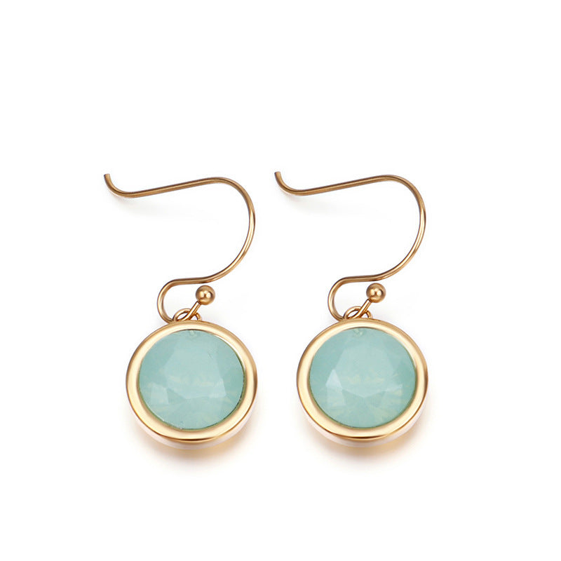 European And American Style Round Zircon Multicolor Earrings Personality