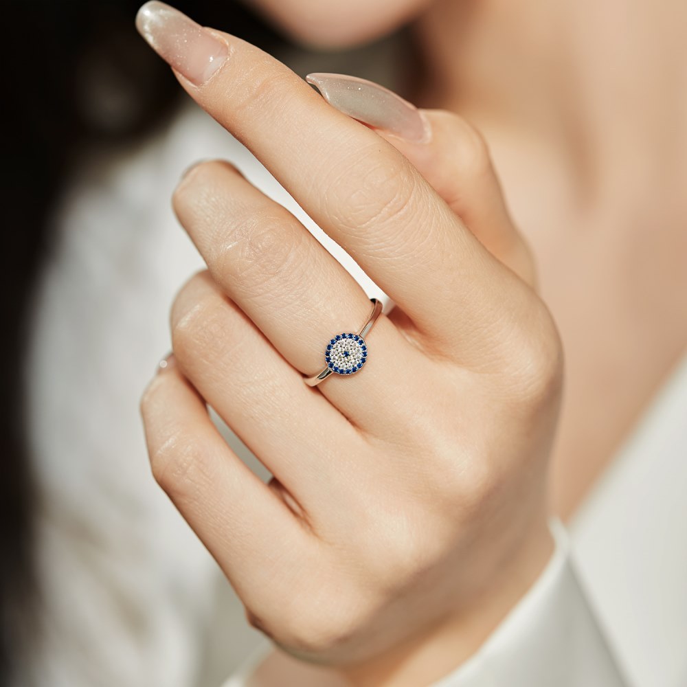 Women's Fashion S925 Sterling Silver Blue Eye Ring