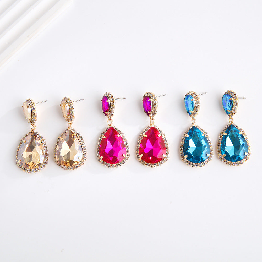Multi-layer Drop-shaped Glass Rhinestone Metal Alloy High-grade Trending Earrings