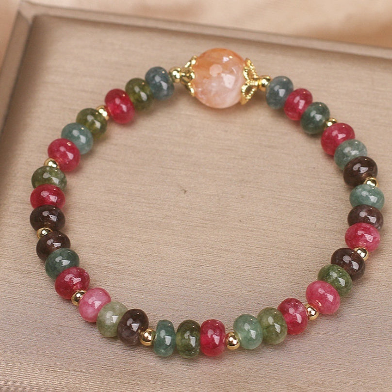 Retro Natural Tourmaline Multi-layer Crystal Bracelet