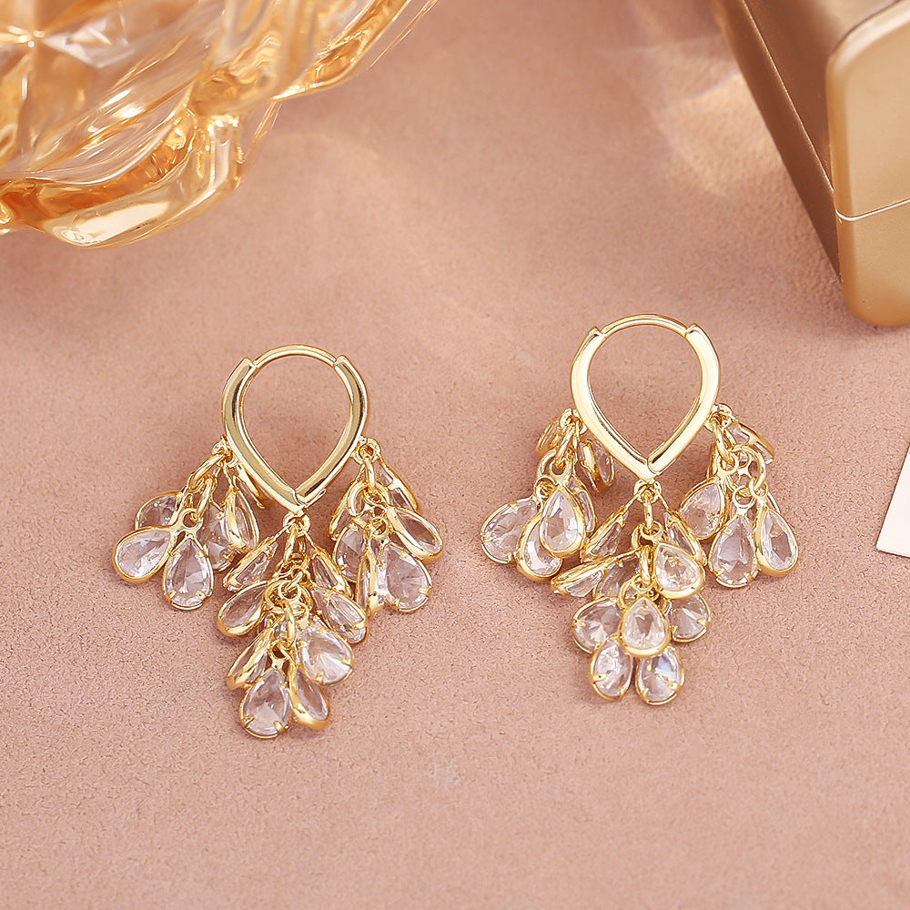 New Fashion Crystal Tassel Earrings Women