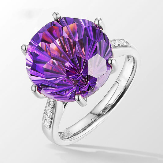Six-claw Amethyst Elegant Colored Gemstone Ring