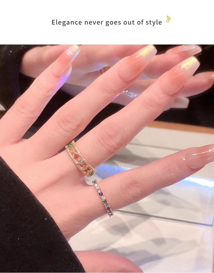 Rainbow Gemstone Ring For Female Niche