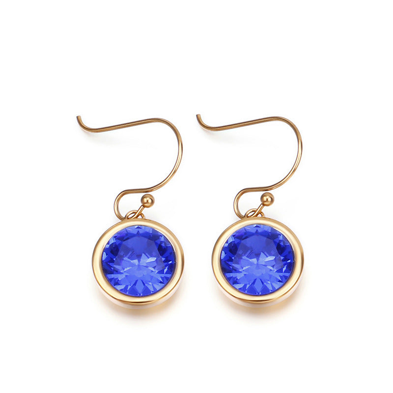 European And American Style Round Zircon Multicolor Earrings Personality