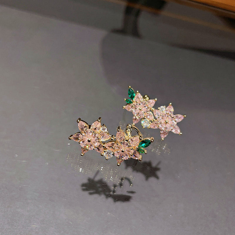 Women's Fashion Gemstone Flower Zirconia Earrings