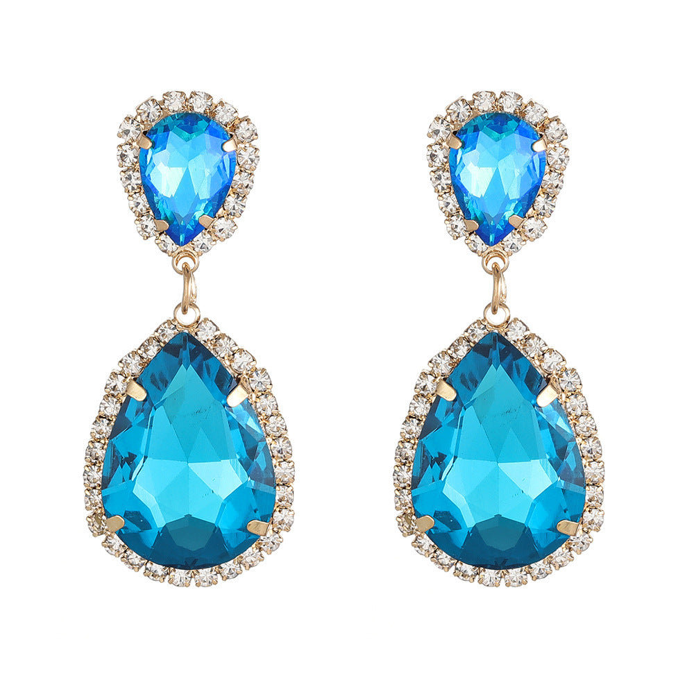 Multi-layer Drop-shaped Glass Rhinestone Metal Alloy High-grade Trending Earrings