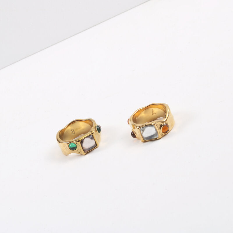 Diamond Gemstone Ring Female Simple Retro Europe And America Personality