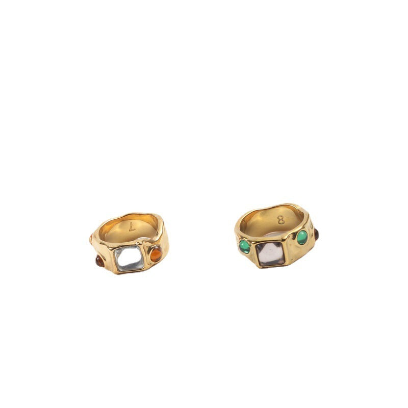 Diamond Gemstone Ring Female Simple Retro Europe And America Personality